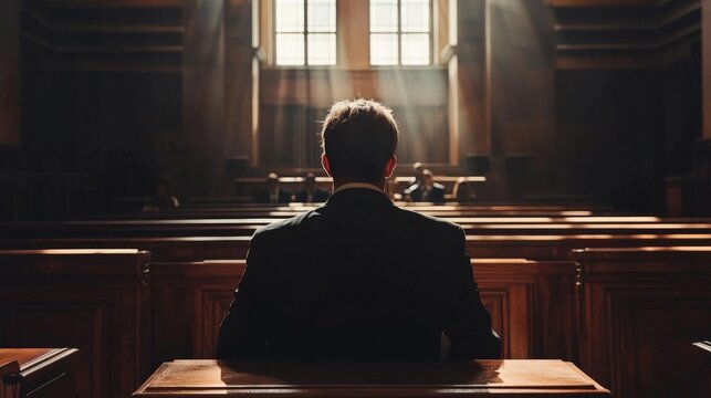 A courtroom with a defendant accused of tax evasion, representing legal action against white-collar crime