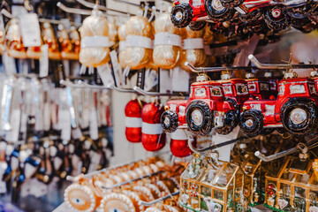 Christmas Ornaments Displayed On Store Shelves
