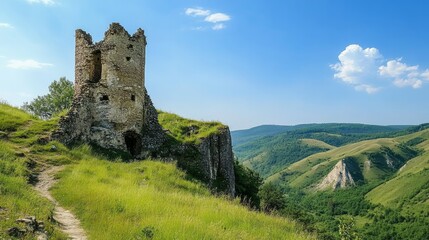 The Harcaroy Battle Tower is a medieval ruin. Vedensky district, Kharkaroi settlement, Chechen Republic, Russia. discerning attention