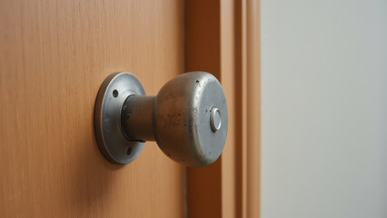 Obraz premium Simple Door Handle on Wooden Background