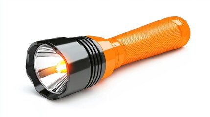 Orange flashlight on white isolate background.