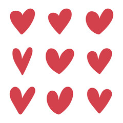 Vector Hand Drawn Heart Icon Set