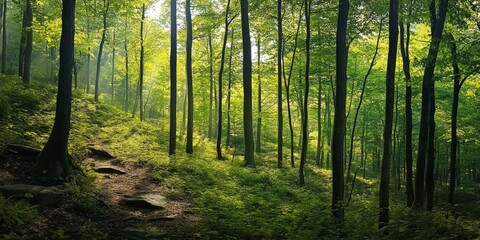 A wide, scenic view of a forest.