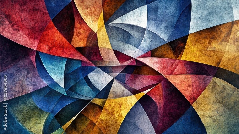 Aufkleber An arrangement of colorful abstract shapes evokes a festive feeling with forms like gift boxes, ribbons, and bows in a harmonious layout. Generative AI