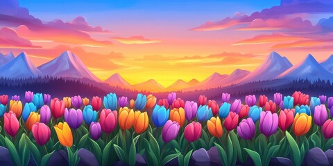 Vibrant tulip celebration, Colorful tulip festival