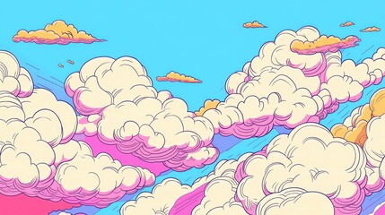 Fototapeta premium Fluffy White Clouds on a Vibrant Blue Sky Background Bright and Soft Clouds Fill the Expansive Blue Sky