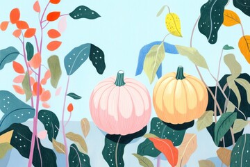 Obraz premium Coloring Page of Autumn Pumpkin Decorations