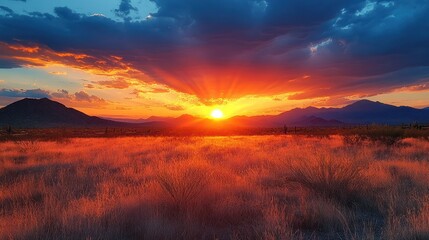 Obraz premium Desert view with Sunset in Tucson Arizona