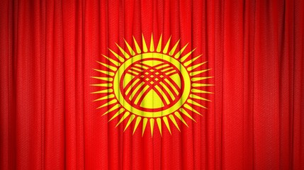  Kyrgyzstan, Kyrgyz Republic Flag and Theater Curtain Image.