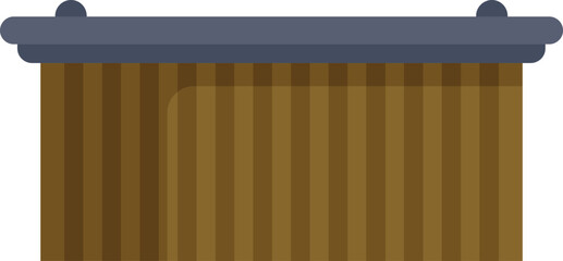Large rectangular empty top wooden hot tub icon in flat style on white background