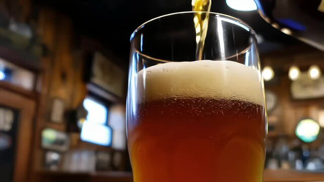 Beer Pouring into Glass with Foam – Refreshing Beverage Close-Up