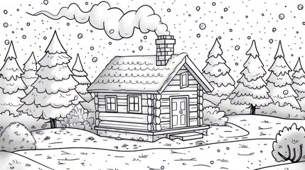 Winter coloring page for children, encouraging creativity and imagination, perfect for winter play and learning.