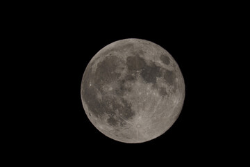 Obraz premium A high-resolution photograph of the full moon, capturing the intricate details of its surface against the dark night sky.