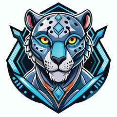 Fototapeta premium Cybernetic Snow Leopard Futuristic Digital Art Design