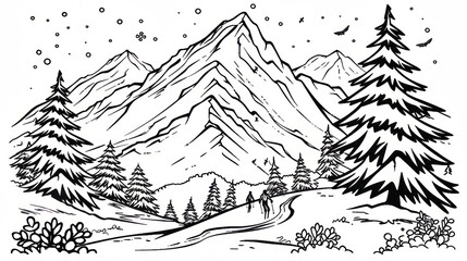 Winter coloring page for children, encouraging creativity and imagination, perfect for winter play and learning.