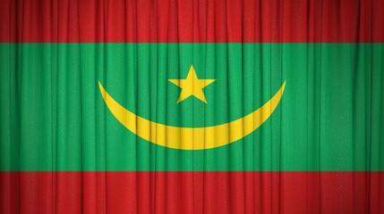 Mauritania flag, Islamic Republic of Mauritania and Theater Curtain Image.