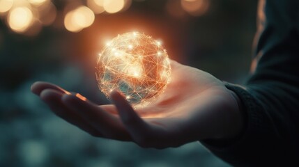 Hand Holding a Glowing Sphere