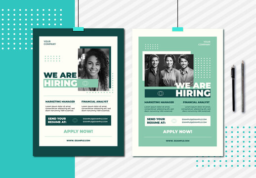 Modern Teal and White Hiring Job Recruitment Flyer