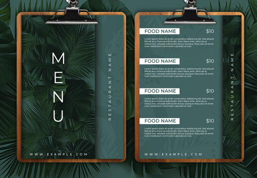 Green Tropical Elegant Restaurant Menu Template
