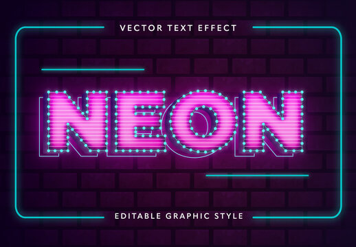 Pink and Blue Neon Lights Text Effect, Editable Font, Lettering