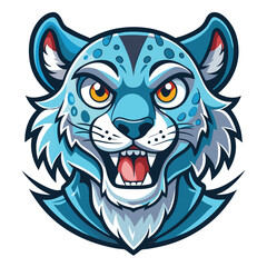 Obraz premium Blue Ferocious Cartoon Snow Leopard Mascot
