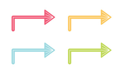Vector Hand Drawn Right Arrow Icon Set In Multiple Color