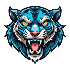 Obraz premium Ferocious Blue Tiger Head Mascot Design