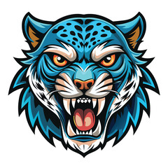 Obraz premium Blue Ferocious Wildcat Mascot Head Design