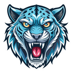 Obraz premium Blue Snow Leopard Head Roar Illustration