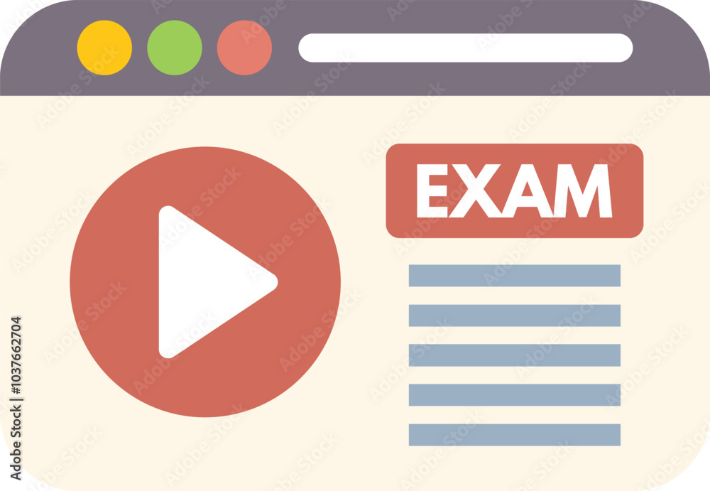 Poster website page is showing online exam with play button for video tutorial