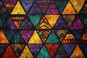 Abstract Geometric Pattern of Triangles in Vibrant Colors