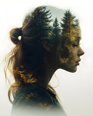 Fototapeta premium Woman mother earth-forest. Mother Earth Day Concept Banner Place Text. Environmental issues. Caring nature. 