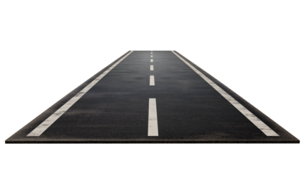 floating section of a road isolated on a transparent background