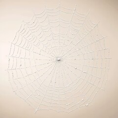 Obraz premium A delicate spider web adorned with sparkling dew drops, creating a mesmerizing natural artwork.