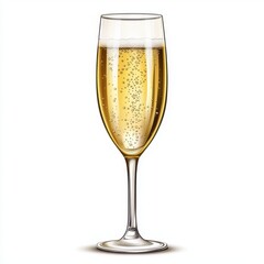 A stylish champagne flute filled with bubbly golden champagne, perfect for celebrations.