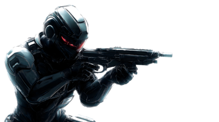 neocyber soldier on a white background
