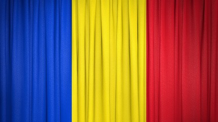 Romania flag, Republic of Romania and Theater Curtain Image.