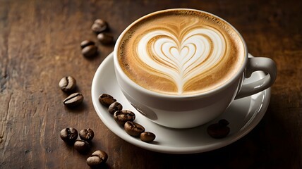 cup of coffee with heart latte art