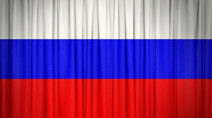 Russia flag, Russian Federation and Theater Curtain Image.