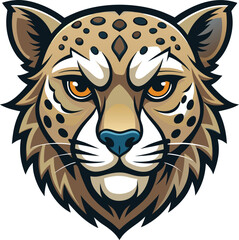 Obraz premium Cartoon Cheetah Head Mascot Illustration Design