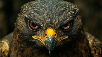 Naklejka premium Nature's Sniper-A Raptor's Keen Eyesight, A Close-Up of a Raptor : Concept of predatory nature, hunting instincts, keen eyesight, animal intelligence, determination, focus, journey of life, survival, 