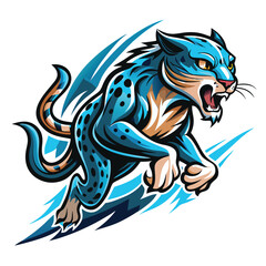 Blue Cheetah Mascot Design Illustration