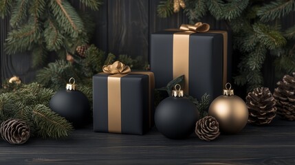 Elegant festive arrangement in dark tones