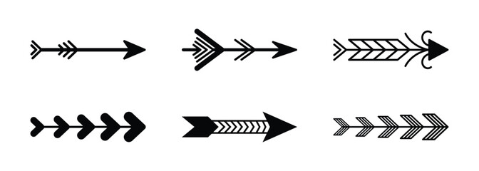 Vector Bow Arrow Icon Set. Arrow Icon In Multiple Style