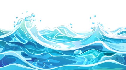 Blue Water Waves with Bubbles