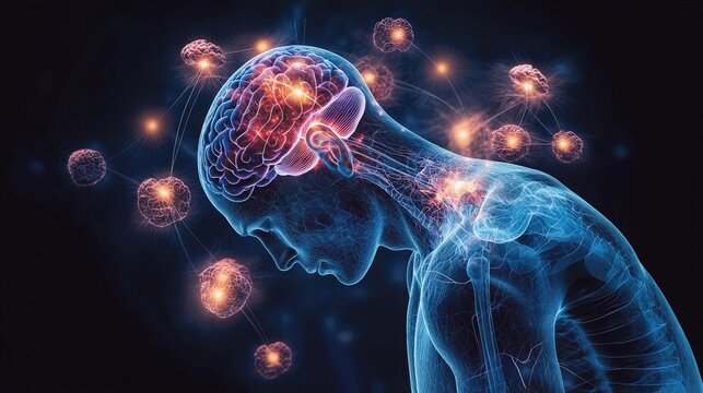 A detailed visualization of cortisol release in response to stress, showing its impact on the body