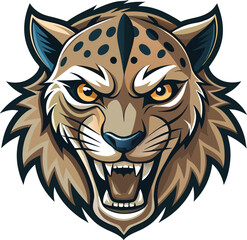 Obraz premium Ferocious Wildcat Mascot Head Illustration