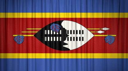  Swaziland flag, eSwatini, Kingdom of Eswatini and Theater Curtain Image.