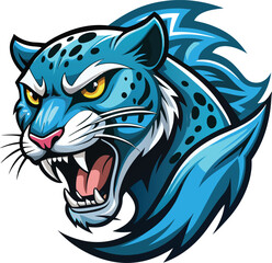 Blue Roaring Cheetah Mascot Design Illustration