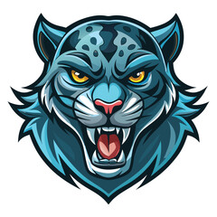 Blue Ferocious Snow Leopard Mascot Head